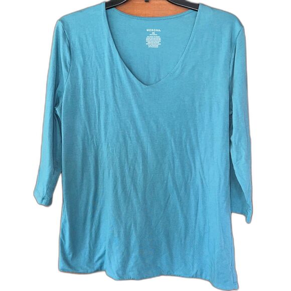 Merona Blue 3/4 Sleeve Top Shirt XXL - Picture 1 of 4